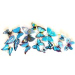 3D butterflies with magnet, house or event decorations, set of 12 pieces, blue color